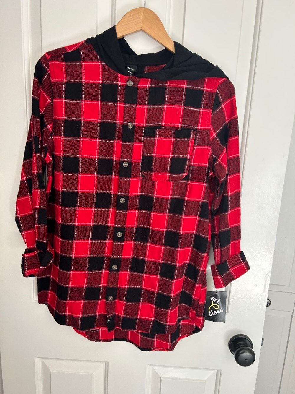 NWT Red Art Class Hooded Flannel Shirt - Size XXL 16/18